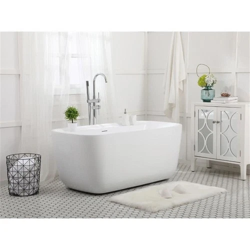 Elegant Decor Calum 59" Plastic Soaking Bathtub in Glossy White - Picture 8 of 15