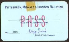 Pittsburgh Midvale & Ironton Model RR Pass 1960s