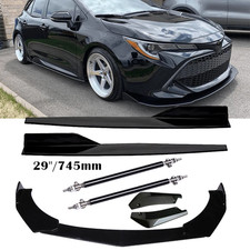 Glossy Black Front Bumper Lip Spoiler Side Skirts Strut Rod For Toyota Corolla