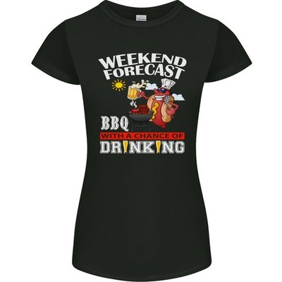Grillen Wochenende Forecast Bbqing Alkohol Bier Damen Petite Schnitt T-Shirt