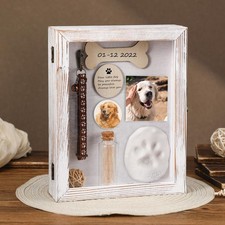 Pet Memorial Shadow Box for Dog Cat with Wood Picture Frame Pet Print Kit Urn...