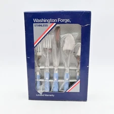 Washington Forge Stainless Steel Flatware Set With Blue Handles - 20 Piece Set