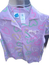 Girls 2 Piece Pajamas Set Hearts Button down shorts Size 5/6 new