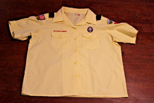 Boy Scouts of America BSA Women's Shirt Yellow Size 38-40 Large Sewn Patches