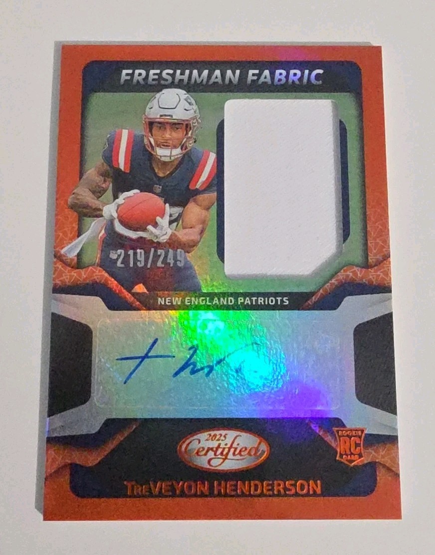 2025 Certified Freshman Fabric Auto Orange /249 Treveyon Henderson RC FBC-THN