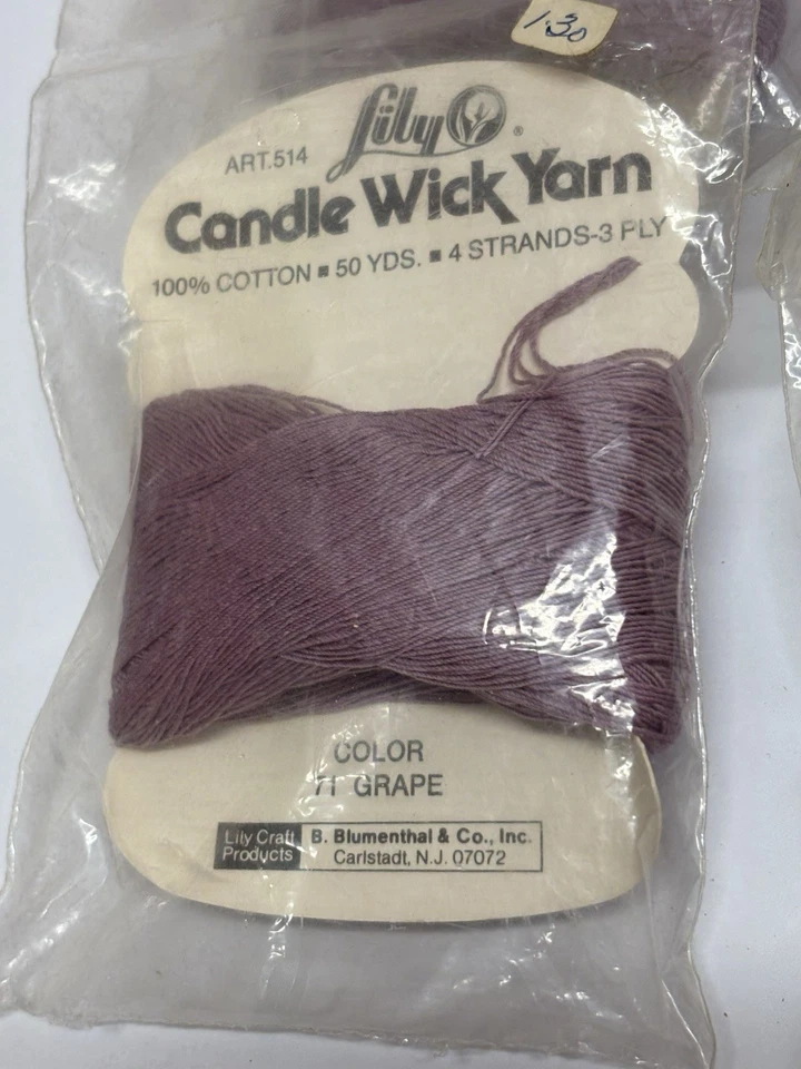 Lily Candle Wick Candlewicking Yarn #514, 71 Grape, 50 yards, 4 strand 3 ply NEW - Image 2 of 2
