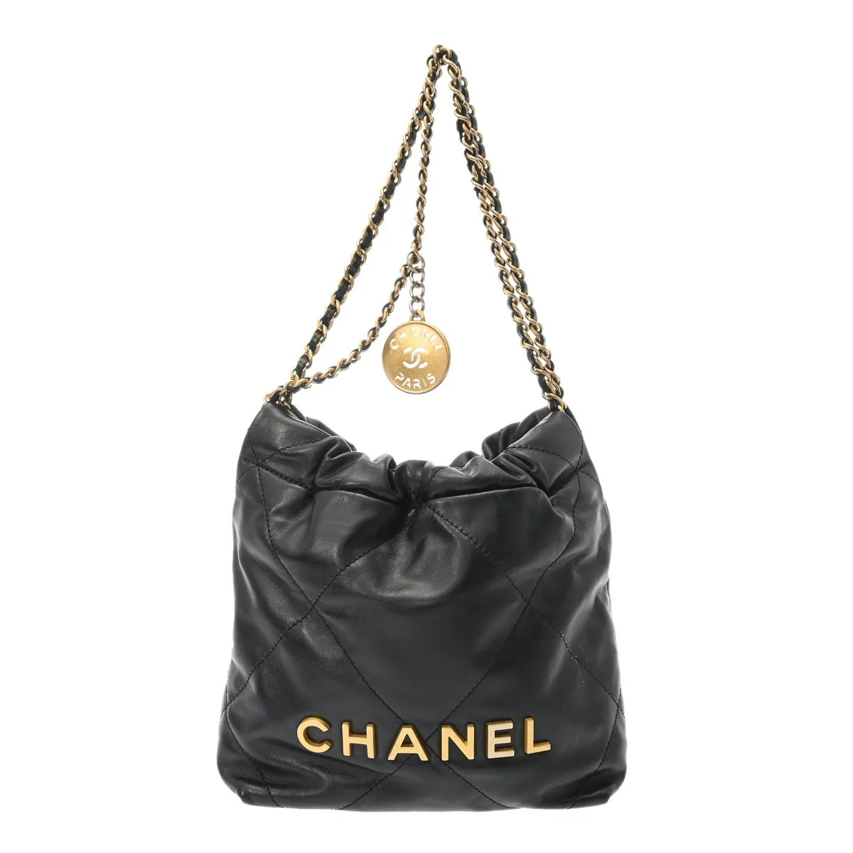 ミニ ハンドバッグ AS3980 黒 CHANEL Mini Hand Bag CHANEL22 AS3980 Black × Gold Hardware Shiny