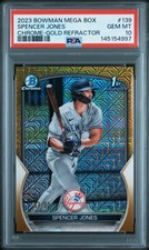 2023 BOWMAN MEGA BOX CHROME GOLD REFRACTOR #139 SPENCER JONES 7/50 PSA 10