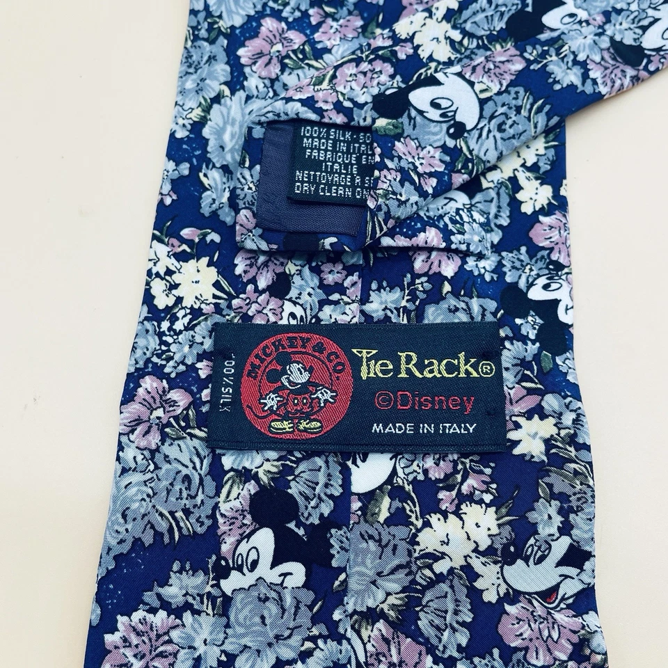 Corbata - Corbata Disney Mickey Flowers 100% Seda - Hecha en Italia Mickey Mouse Foto 3 de 4