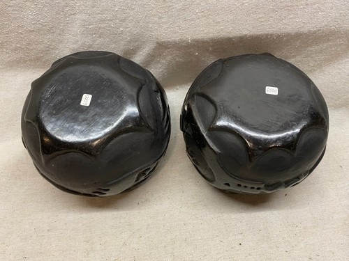 2 Native American Blackware Pottery Planters with Dragon Serpent Design 5" tall - Picture 5 of 5