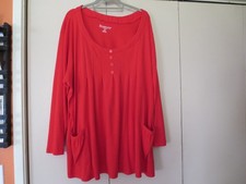 Women's Plus Roamans Two-Pocket Soft Knit Tunic 3X (30/32) Red