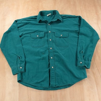 vtg FIVE BROTHER chamois flannel work camp shirt LARGE distressed usa teal