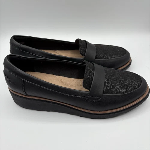 Clarks Collection Scarpe Mocassini Donna 8 5 Sharon Gracie Pelle Nero 61297230