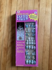 Easter Tree With 24 Hand Painted Ornaments 18" Tall New In Box Vintage