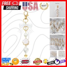 Gold Bow Keychain Bag Charms for Women Heart Pearl Beaded Coquette Aesthetic ...