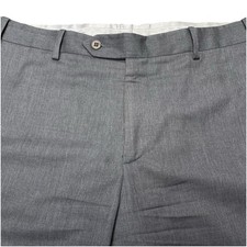 Zanella Parker Dress Pants 34 36x33 VBC Wool Flat Front Gray Stripe