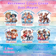Retirement Couple Cruise Together Wall Door Magnet Sign Gift Mom Dad Grandparent