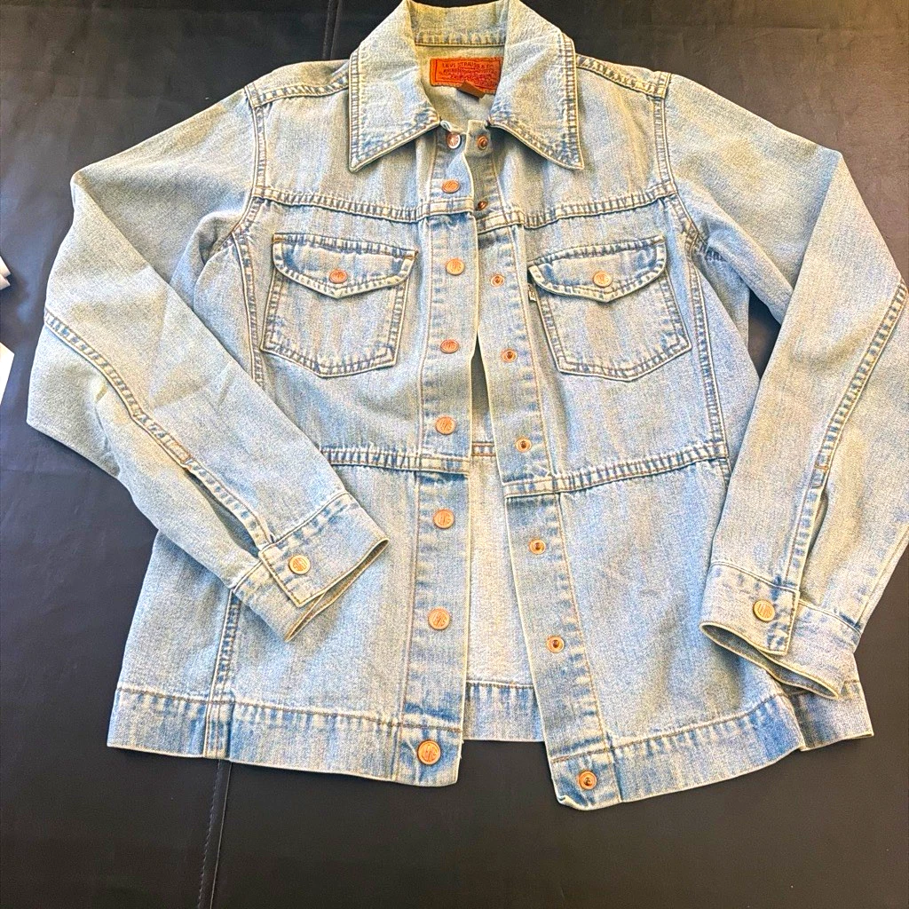 Vtg 60s 70s Levis White Tab Denim Chore Jacket Copper Buttons white tab image 1
