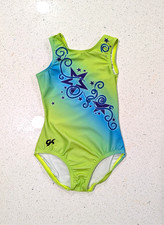 ULTRA SOFT GK ELITE CXS Extra Small Gymnastics dance leotard Green Blue OMBRE