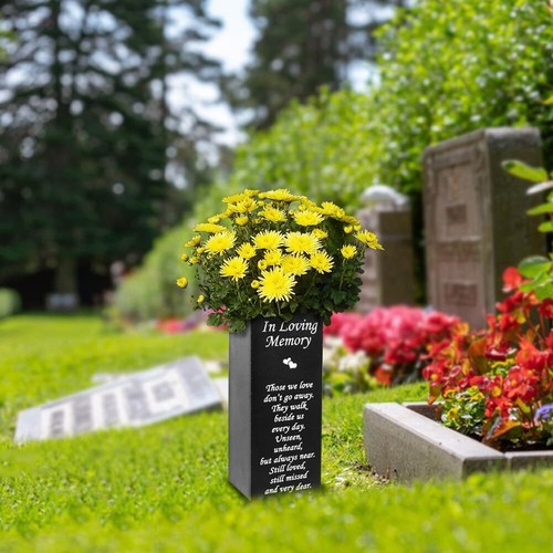 Metal Cemetery Vases Elegant Lawn Grave Memorial Vase with Spikes Metal Funer... - 第 3/9 張圖片