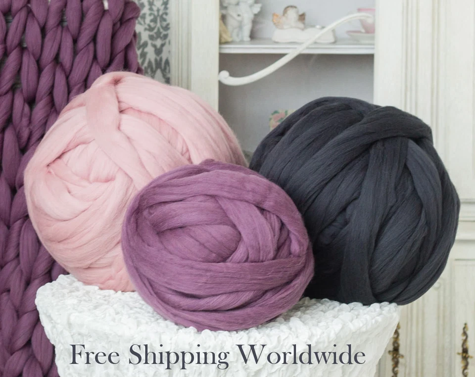 Chunky Yarn SALE! Merino Wool Roving Giant Yarn For Arm Knitting Chunky Knit - Изображение 3 из 4