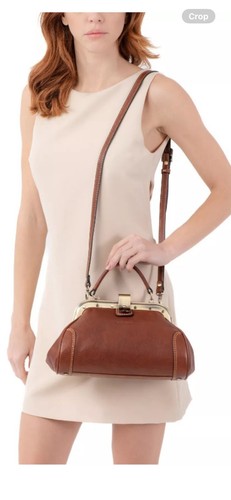 Gianni Conti Crossbody Handbag Fine Italian Leather Brown Vintage Look NWT - Picture 11 of 11