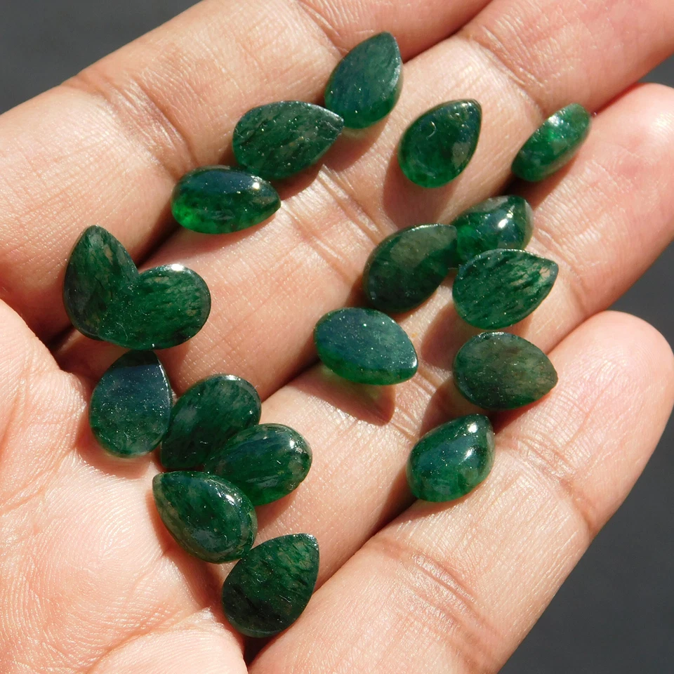 Natural Green Aventurine Pear 3x5 mm to 15x20 mm Cabochon Loose Gemstone Lot - Image 3 of 4
