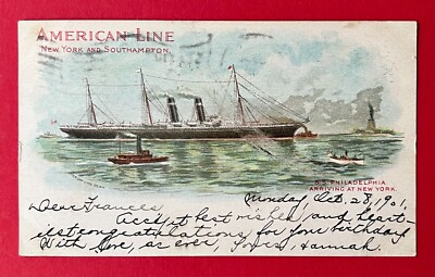 Reklame Litho AK NEW YORK USA 1901 S. S. Philadelphia American Line   ( 151918