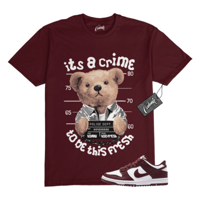 Dunk Team Red White Low Maroon Burgundy T Shirt Match CRIME