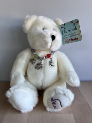 Fiesta Charmpals White Teddy Bear Plush Elephant Monkey Lion Charm Bracelet 2003