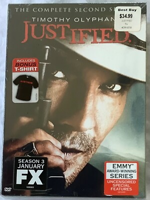 Justified (DVD) Complete Second Season with Bonus T-Shirt, Brand New, Sealed