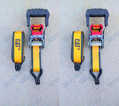Cat 2 Piece Ratchet Tie Down Set - 16 Feet x 1-1/4 Inches - Heavy Duty - 1000 lb