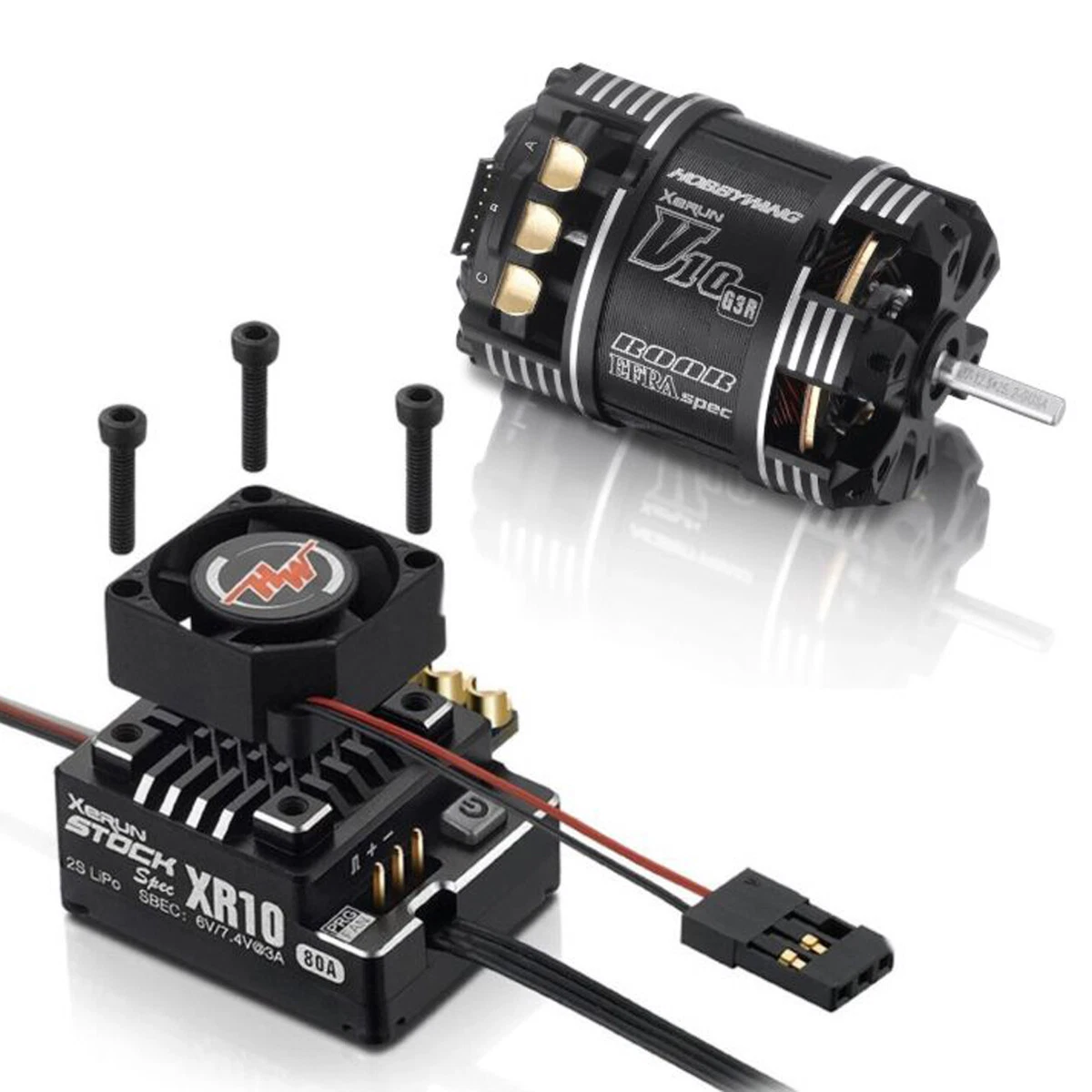 Hobbywing 38020310 - XR10 Stock Spec 2S, V10 G3R 25.5T Brushless 