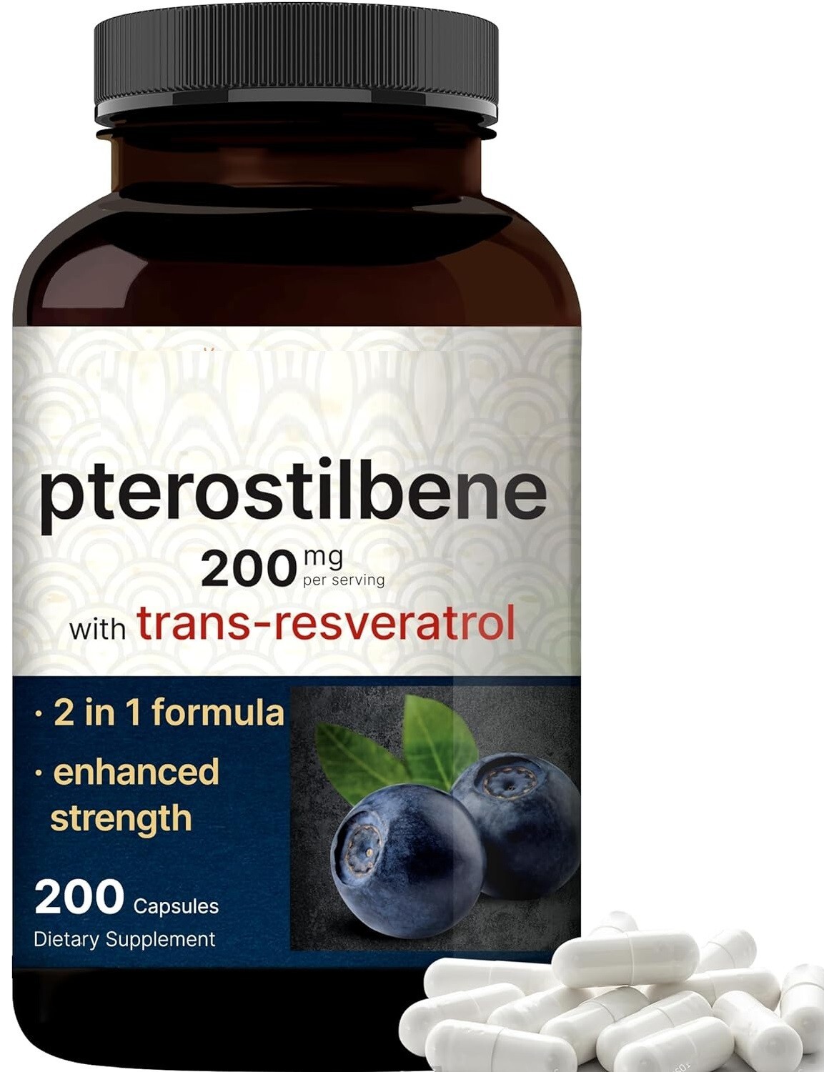 транс-Птеростильбен 200 мг Птеростильбен с транс-ресвератролом 200 капсул NonGmo 7190₽
