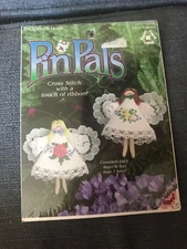 2 Pc Pin Pals ANGEL Clothes Pin ribbon Cross Stitch Ornament Kit Lovely makes 2