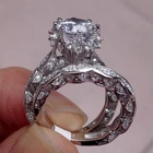 925 Silver Plated Ethnic Vintage Christmas Ring 2 Ct CZ Bridal Wedding Ring Set