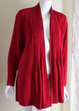 NWT Chico's Travelers Sz 2 L Slinky Knit Art-Wear RED Rouge Ribbed Long Jacket