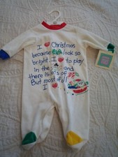 Little Me Playwear Velour 1-Piece w/ Feet Christmas Holiday Santa Size 3-6 Month