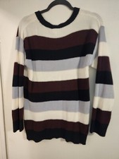 Lularoe Mariah Medium Sweater striped nwot Red, Ivory. Blue, Black