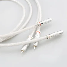Pair 5N Pure Solid Silver RCA to RCA Cable HiFi Audio Cable Interconnect Line