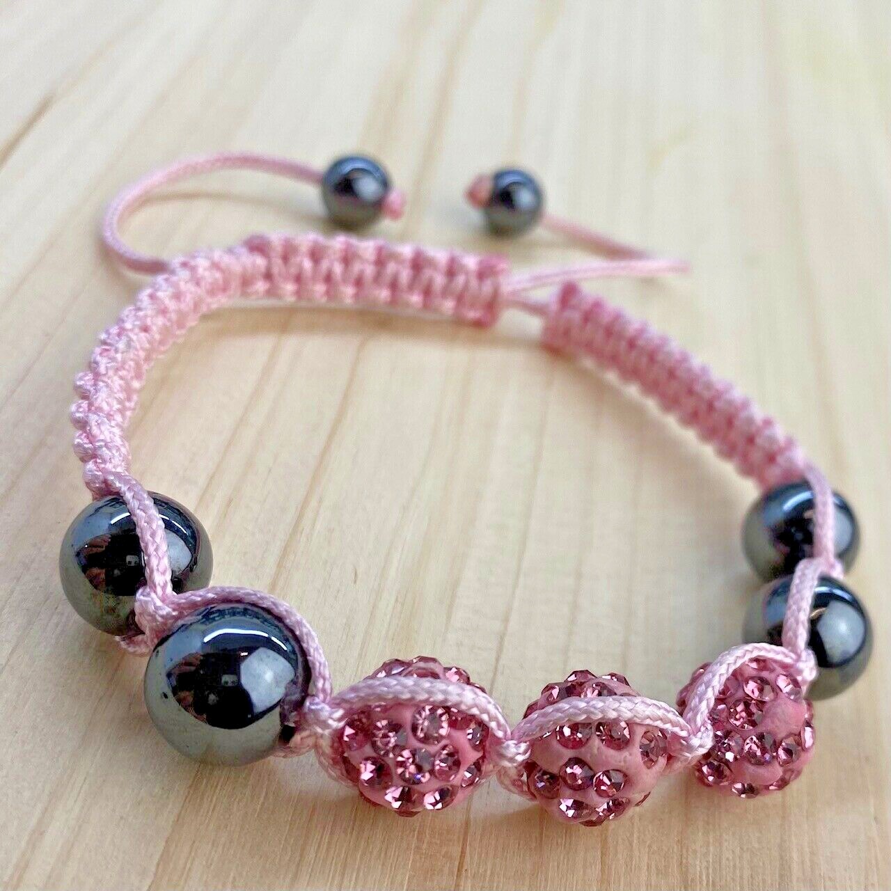 Bracelet hématite et perles naturelles pour homme et femme style tibétain ajustable noir