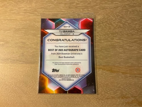 2023-24 Bowman Best University Basketball TJ Bamba Refractor Auto 17/125 SP - Picture 2 of 2