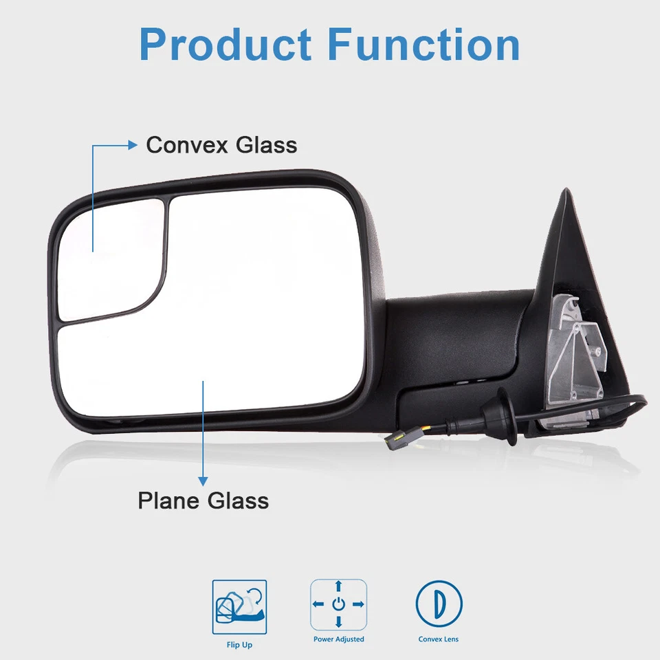 Espejos retrovisores de remolque para Dodge RAM 1500 2500 3500 1994-1997 camioneta espejo retrovisor eléctrico abatible Foto 2 de 4