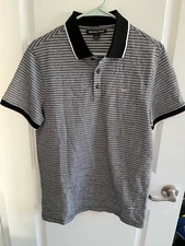 $90 Michael Kors Black Gray Collared Polo Shirt Logo Size Small NWT KT45230DYL
