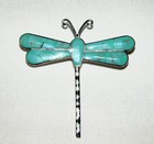 Rare Vintage Sterling Silver TURQUOISE DRAGONFLY BROOCH~PIN~TAXCO MEXICO~Unique — photo 10