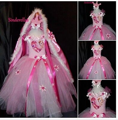 Sparkly /& Diamante Party Tutu Dress /& cape Handmade 1-11 Inspired Elsa Frozen