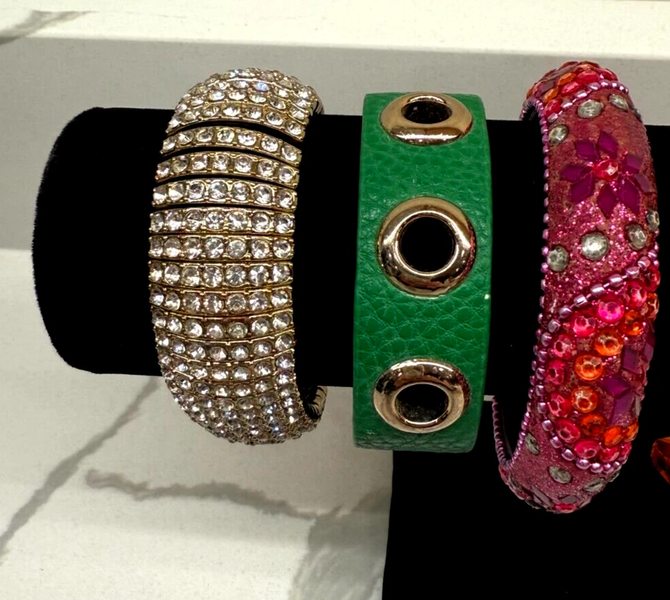 Lote de 6 pulseras de moda - diamantes de imitación, cuero, cristal, plata y más Foto 2 de 4