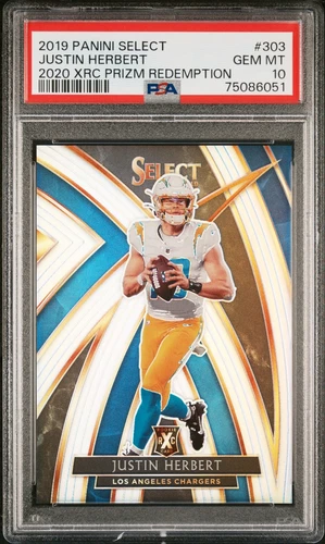 2019 PANINI SELECT 2020 XRC PRIZM REDEMPTION #303 JUSTIN HERBERT RC PSA 10