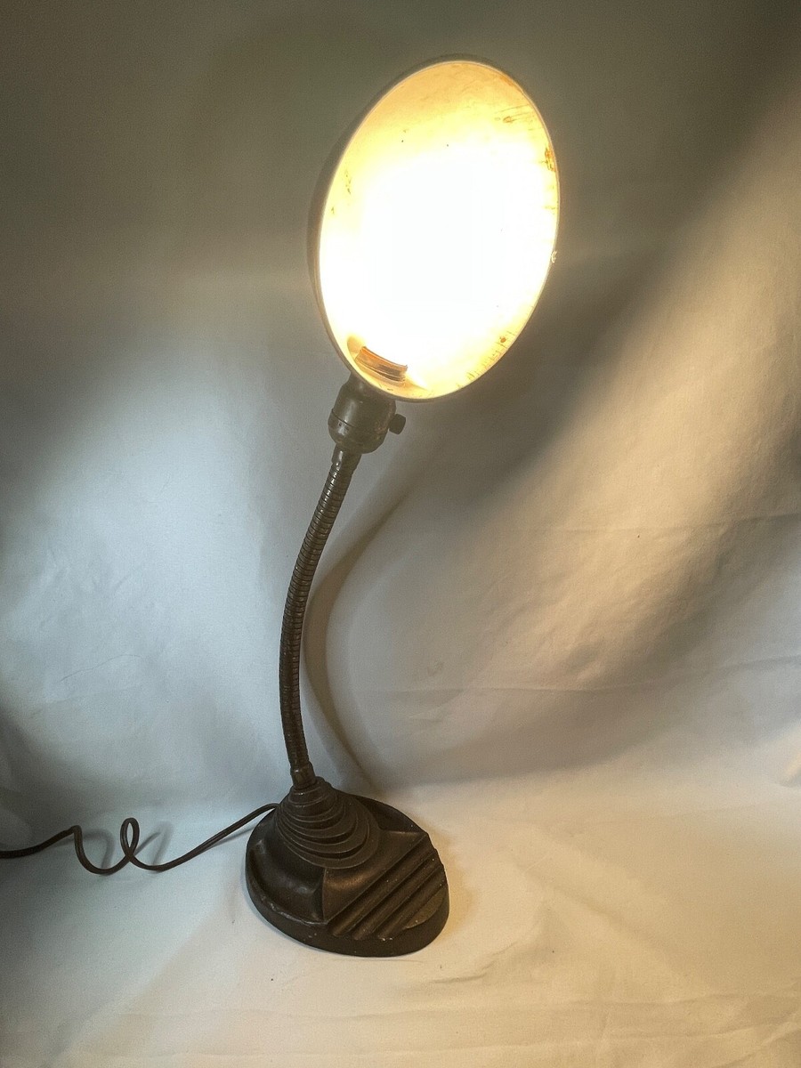 Vintage Eagle Gooseneck Lamp Cast Iron Industrial Desk Light Art