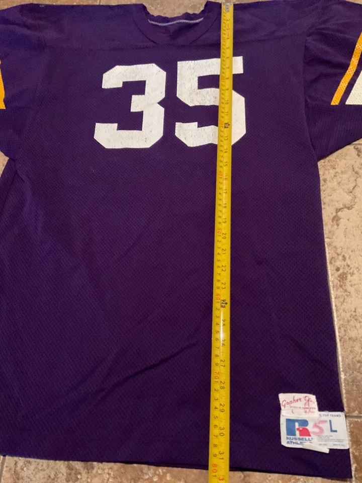 VINTAGE RUSSELL ATHLETIC FOOTBALL JERSEY ( MENS L ) PURPLE YELLOW VIKINGS - Image 4 of 4